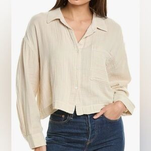 NWT Velvet By Graham & Spencer Lana Gauze Cropped Button Up